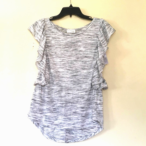 Elegantees Blaire Ruffle Sleeve Black Multi Tank S - Picture 2 of 9